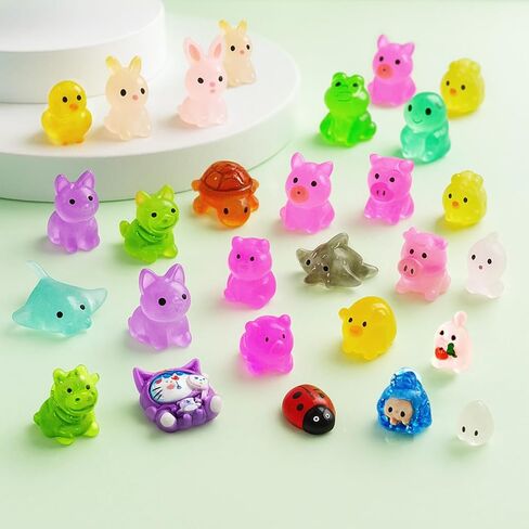 28PCS Miniature Animal Statue Sculptures - Cute Resin Figurines Set for Home Decor, Fairy Garden Display, and DIY Statues (Random Design) in Saudi Arabia