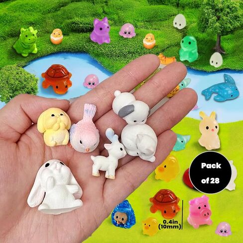 28PCS Miniature Animal Statue Sculptures - Cute Resin Figurines Set for Home Decor, Fairy Garden Display, and DIY Statues (Random Design) in Saudi Arabia