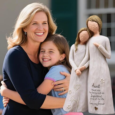 Aunt Birthday Gifts, Gifts for Aunts from Niece, Auntie Gift Ideas, Best Aunt Ever Gift, Aunt Niece Embrace Hand-Painted Resin Figurine in Saudi Arabia