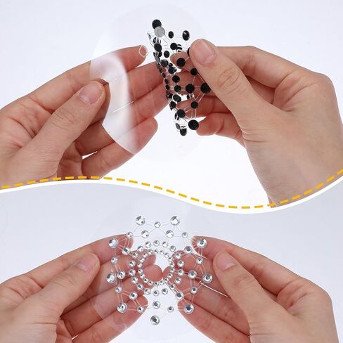 6 Pcs Rhinestone Pasties Crystal Glitter Pasties Nipple Covers Sexy Breast Covers Nipple Pastie Tassel Stickers Body Gems(Black White Red) in Saudi Arabia