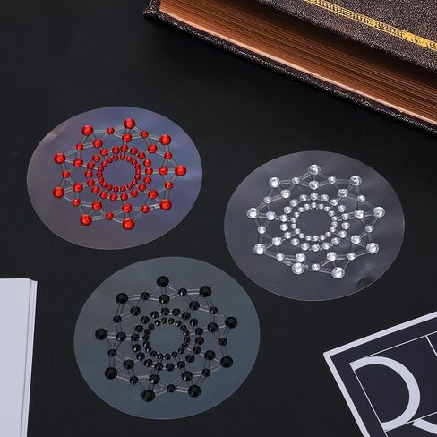 6 Pcs Rhinestone Pasties Crystal Glitter Pasties Nipple Covers Sexy Breast Covers Nipple Pastie Tassel Stickers Body Gems(Black White Red) in Saudi Arabia