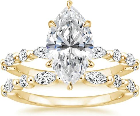 2.5 CT Marquise Cut Moissanite Wedding Ring Set For Women Engagement Bridal Ring Set Antique Alternating Solitaire 925 Silver 10K 14K 18K Solid Gold Anniversary Promise Gifts for Her in Kuwait