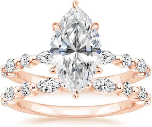2.5 CT Marquise Cut Moissanite Wedding Ring Set For Women Engagement Bridal Ring Set Antique Alternating Solitaire 925 Silver 10K 14K 18K Solid Gold Anniversary Promise Gifts for Her in Kuwait