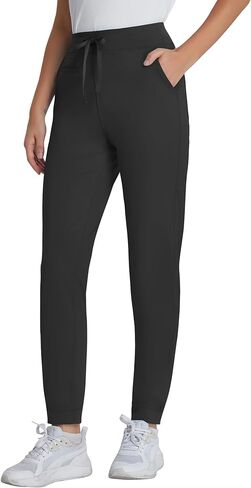 Yoga Scrub Pants for Women Jogger Style, High Rise Slim Fit Scrub Leggings with 5 Pockets, Anti-Wrinkle & Knit Yoga Waistband in Saudi Arabia