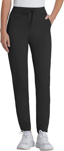 Yoga Scrub Pants for Women Jogger Style, High Rise Slim Fit Scrub Leggings with 5 Pockets, Anti-Wrinkle & Knit Yoga Waistband in Saudi Arabia