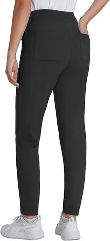 Yoga Scrub Pants for Women Jogger Style, High Rise Slim Fit Scrub Leggings with 5 Pockets, Anti-Wrinkle & Knit Yoga Waistband in Saudi Arabia