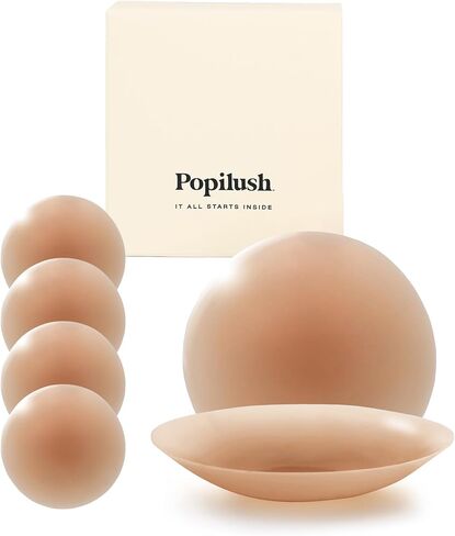 أغطية حلمات Popilush للنساء - حمالة صدر لاصقة قابلة لإعادة الاستخدام من السيليكون مقاومة للماء مع حقيبة سفر in Kuwait