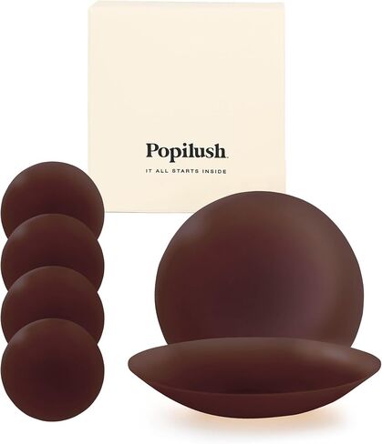 أغطية حلمات Popilush للنساء - حمالة صدر لاصقة قابلة لإعادة الاستخدام من السيليكون مقاومة للماء مع حقيبة سفر in Kuwait