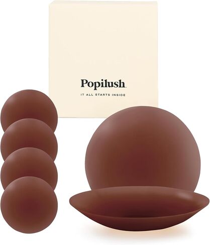 أغطية حلمات Popilush للنساء - حمالة صدر لاصقة قابلة لإعادة الاستخدام من السيليكون مقاومة للماء مع حقيبة سفر in Kuwait