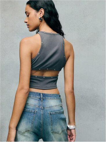 SweatyRocks Women's Y2k Grunge Cut Out Tank Tops Casual Sleeveless Summer Punk Rock Streetwear Going Out Top in Saudi Arabia
