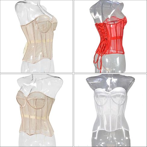 Waist Cincher Seethrough Bustier French Courtstyle Tanks Top Overbust Corset Girdle for Theme Event in Saudi Arabia