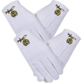 2 Pairs Shriner Symbols Machine Embroidery Masonic Cotton Gloves in Saudi Arabia