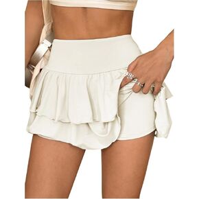 Verdusa Women's Y2k Layered Ruffle Skinny Skorts High Waisted A Line Mini Skirt with Built in Shorts in Kuwait