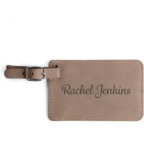 Lifetime Creations Monogrammed Luggage Tag - Personalized Vegan Leather Bag Tag with Initials (Dark Brown) in Saudi Arabia