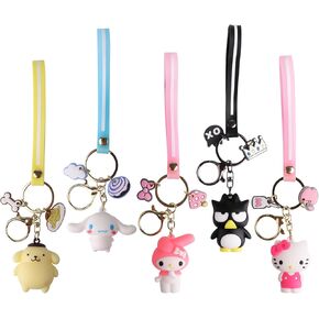 Cute Keychains,Keychain Gift,Key Chain Accessories Wristlet Cartoon Keychain,Ornament Durable Accessory for womens Handbag,Carkey(5 Pack) in Kuwait