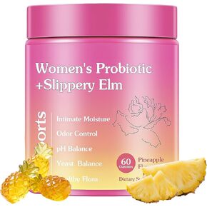 Women Probiotic Slippery Elm Gummies, Her Juicy Feminine Probiotic Gummies for Women, Pineapple Flavor, Supports pH Balance, Vegan, Gluten Free| 60 Count in Saudi Arabia