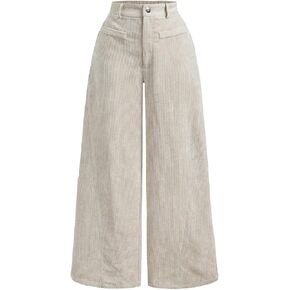 MakeMeChic Women's Corduroy Pants with Pockets High Waist Wide Leg Dressy Business Trousers Pant in Saudi Arabia