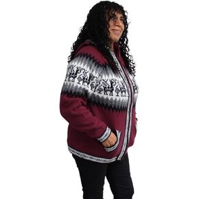 سترة كارديجان بغطاء للرأس وجيوب بسحاب ومزيج الألبكة للجنسين مصنوعة بمقاس ألوان بيرو in Kuwait