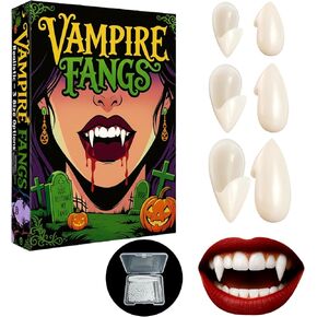 Vampire Teeth, 3 Sizes Realistic Vampire Fangs for Adults, Vampire Costume Accessories Cosplay Fake Fangs for Women Men Halloween Party, Better Fit with Upgraded Adhesive in Saudi Arabia