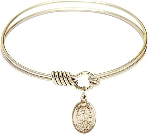 Round Eye Hook Bangle Bracelet w/St. Jude Thaddeus in Gold-Filled in Saudi Arabia