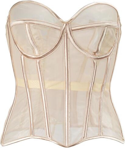Waist Cincher Seethrough Bustier French Courtstyle Tanks Top Overbust Corset Girdle for Theme Event in Saudi Arabia