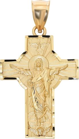 Textured 14k Yellow Gold Ascension of Jesus Christ Cross Pendant - 3 Sizes in Saudi Arabia