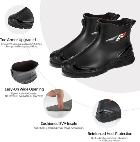 Waterproof Deck Boots for Men – Anti-Slip PVC Short Rain Boots with Cushioned EVA Insole – Durable Work Shoes for Fishing, Gardening, Boat, Farm Use in Saudi Arabia