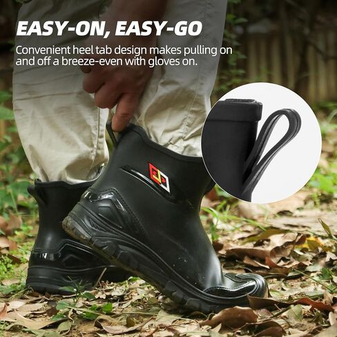 Waterproof Deck Boots for Men – Anti-Slip PVC Short Rain Boots with Cushioned EVA Insole – Durable Work Shoes for Fishing, Gardening, Boat, Farm Use in Saudi Arabia