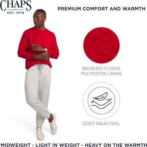 Chaps Men's Everyday Classic Casual Long Sleeve Super Soft Fleece Midweight Crewneck Sweater (S-2XL) in Saudi Arabia