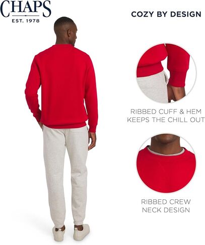 Chaps Men's Everyday Classic Casual Long Sleeve Super Soft Fleece Midweight Crewneck Sweater (S-2XL) in Saudi Arabia