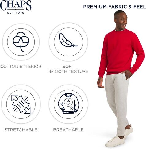 Chaps Men's Everyday Classic Casual Long Sleeve Super Soft Fleece Midweight Crewneck Sweater (S-2XL) in Saudi Arabia
