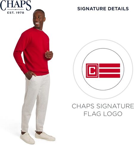 Chaps Men's Everyday Classic Casual Long Sleeve Super Soft Fleece Midweight Crewneck Sweater (S-2XL) in Saudi Arabia