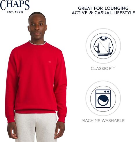 Chaps Men's Everyday Classic Casual Long Sleeve Super Soft Fleece Midweight Crewneck Sweater (S-2XL) in Saudi Arabia