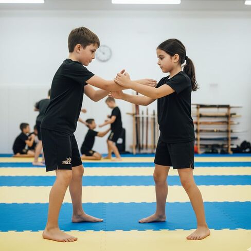 Kids MMA BJJ Grappling Shorts, Sports Shorts for Boys & Girls, Youth Jiu Jitsu Training Shorts Black in Saudi Arabia