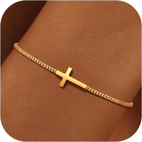 Mujahid Gold Bracelets for Women 14K Gold Bracelets Stackable Bracelets for Women Gold Charm Bracelet Non Tarnish Gold Jewelry for Women Trendy.Mary Bracelet.Christmas Gifts.Thanksgiving Gifts in Saudi Arabia