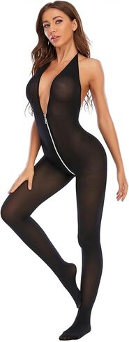 Sexy Bodysuit for Women,Sheer Mesh Teddy with Deep V Neck&Open Back for Role Play Valentine's Day in Saudi Arabia