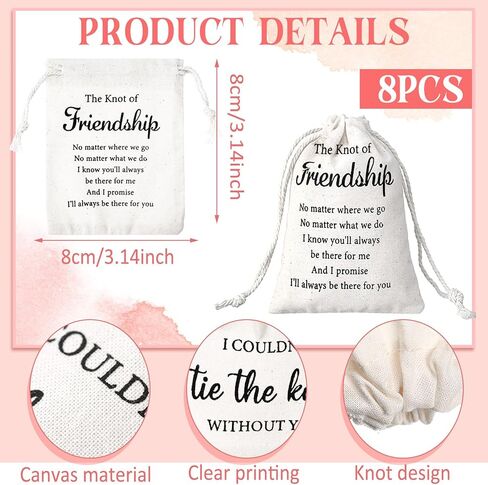 Tondiamo 6 Sets Friendship Bracelets for Women Love Knot Bracelet with Canvas Drawstring Bag Friendship Galentines Jewelry Gift for Best Friend Soul Sister Valentines Day Party Gift in Saudi Arabia