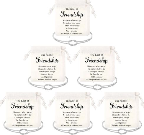 Tondiamo 6 Sets Friendship Bracelets for Women Love Knot Bracelet with Canvas Drawstring Bag Friendship Galentines Jewelry Gift for Best Friend Soul Sister Valentines Day Party Gift in Saudi Arabia