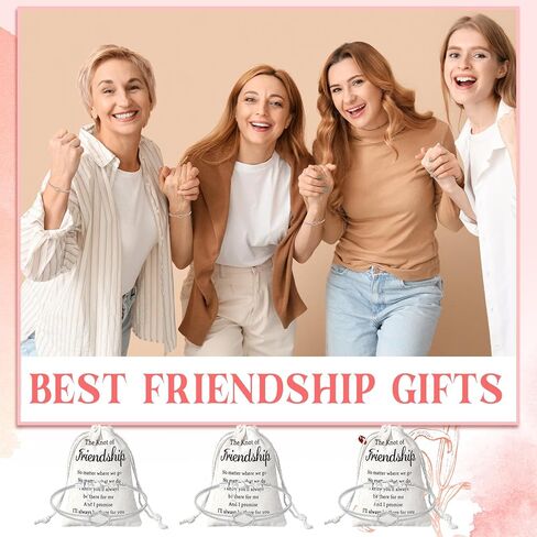 Tondiamo 6 Sets Friendship Bracelets for Women Love Knot Bracelet with Canvas Drawstring Bag Friendship Galentines Jewelry Gift for Best Friend Soul Sister Valentines Day Party Gift in Saudi Arabia
