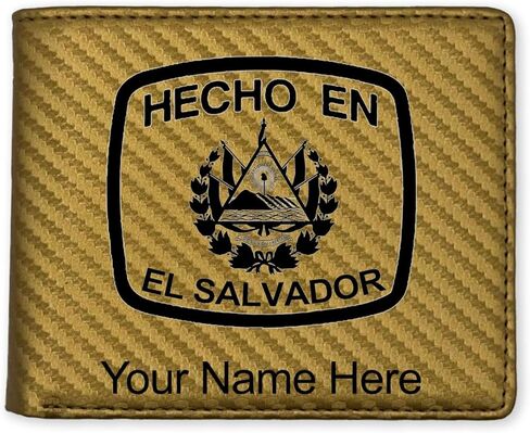LaserGram Faux Leather Bi-Fold Wallet, Hecho En El Salvador, Personalized Engraving Included (Black with Silver) in Saudi Arabia