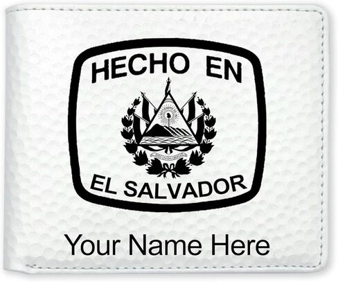 LaserGram Faux Leather Bi-Fold Wallet, Hecho En El Salvador, Personalized Engraving Included (Black with Silver) in Saudi Arabia