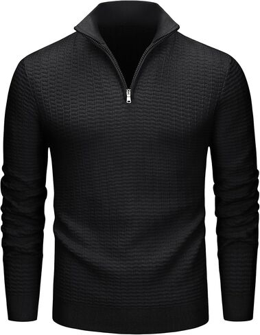 MAGCOMSEN Men's Sweaters 1/4 Zip Knit Waffle Textured Pullover for Fall Winter Warm Soft Sweater in Saudi Arabia