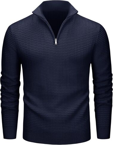 MAGCOMSEN Men's Sweaters 1/4 Zip Knit Waffle Textured Pullover for Fall Winter Warm Soft Sweater in Saudi Arabia