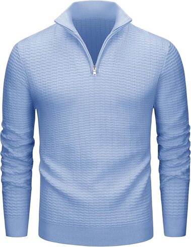 MAGCOMSEN Men's Sweaters 1/4 Zip Knit Waffle Textured Pullover for Fall Winter Warm Soft Sweater in Saudi Arabia