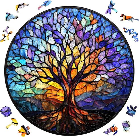 Wooden Puzzles for Adult,200 Pieces Tree of Life Wood Puzzles,Unique Shape Liberty Jigsaw Puzzles for Adults and Kids,Extra Thick 5MM,Family Game, Birthday Gifts,11.2x11.2 Inches in Saudi Arabia
