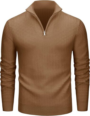 MAGCOMSEN Men's Sweaters 1/4 Zip Knit Waffle Textured Pullover for Fall Winter Warm Soft Sweater in Saudi Arabia