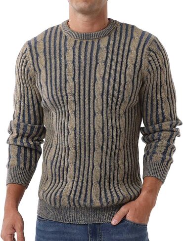 Askdeer الرجال البلوز سترة كابل متماسكة عادية Crewneck البلوزات الكلاسيكية الناعمة محبوك البلوز القمم مع حافة التضليع in Saudi Arabia
