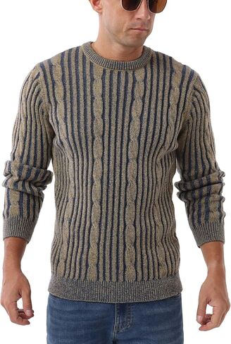 Askdeer الرجال البلوز سترة كابل متماسكة عادية Crewneck البلوزات الكلاسيكية الناعمة محبوك البلوز القمم مع حافة التضليع in Saudi Arabia