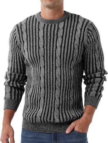 Askdeer الرجال البلوز سترة كابل متماسكة عادية Crewneck البلوزات الكلاسيكية الناعمة محبوك البلوز القمم مع حافة التضليع in Saudi Arabia