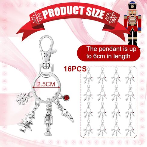 Tondiamo 16 Pcs Nutcracker Ballet Keychains for Ballerina Gifts Bulk Recital Dancer Valentine Galentine Gift with Nutcracker Charms for Ballet Lover Friends in Saudi Arabia